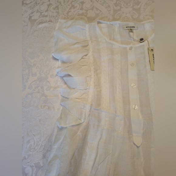 Max Studio White Ruffle Blouse - Picture 3 of 15